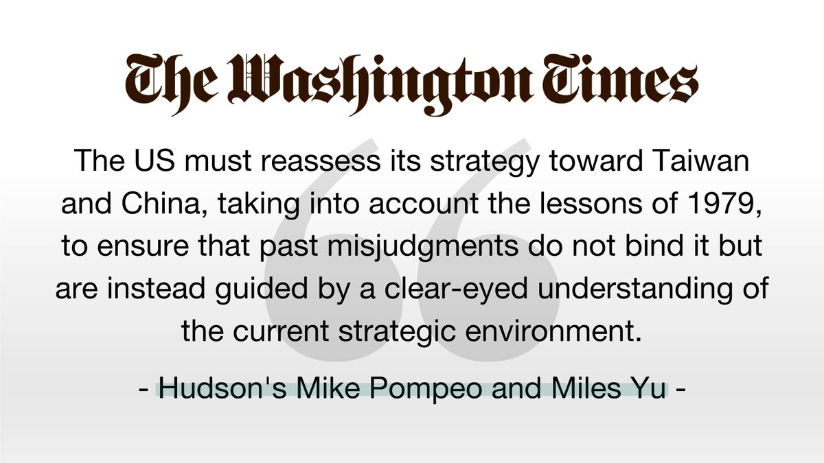 The Taiwan Relations Act, enacted 45 years ago, was a key moment in the complex tapestry of international relations. But this legislation may no longer be enough to address the complexities of US–China–Taiwan relations. @mikepompeo & @milesyu10 explain: washingtontimes.com/news/2024/apr/…