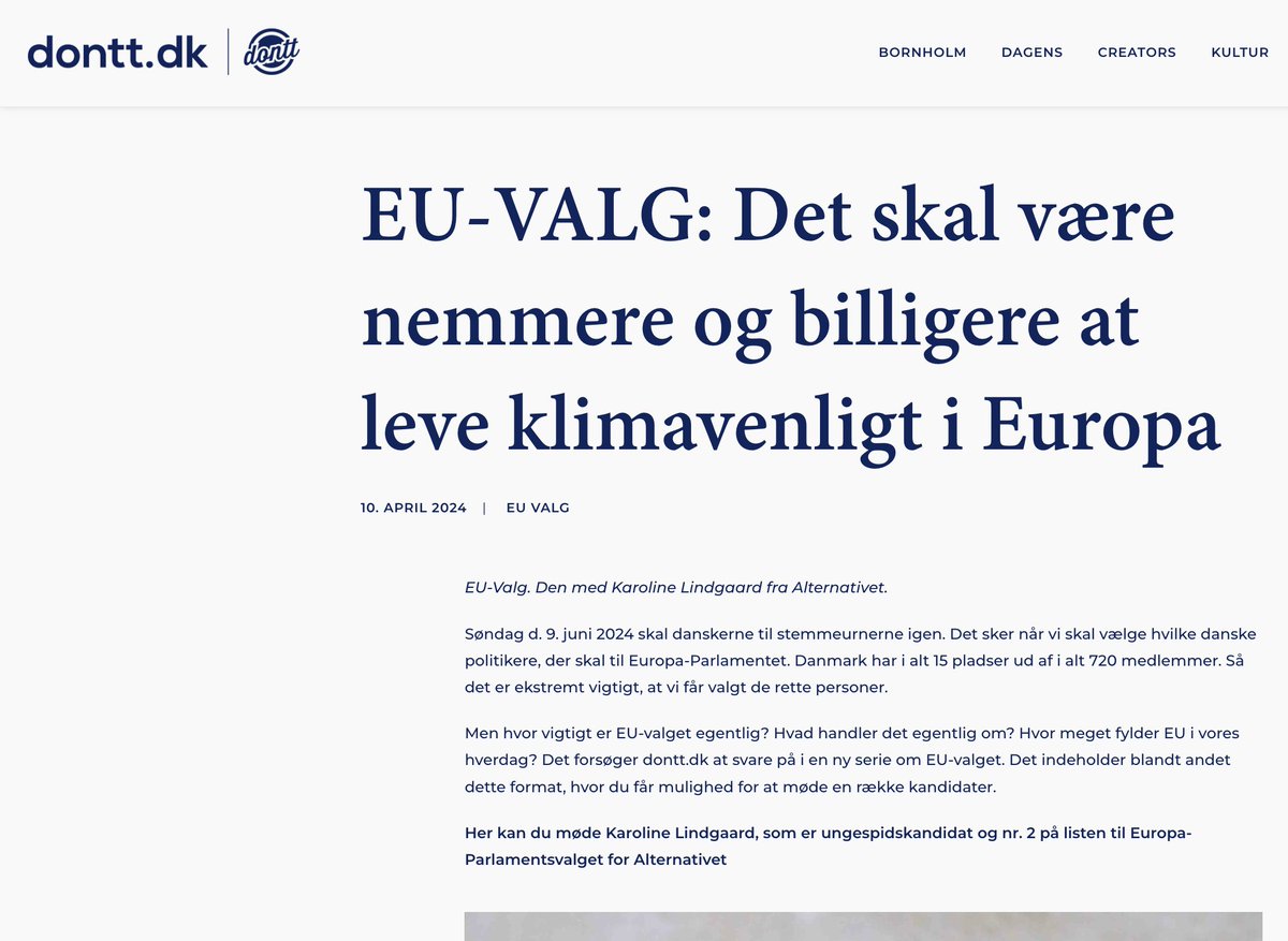 “Ambitiøs klimahandling er min vigtigste mærkesag. Hvis vi skal kunne løse klimakrisen globalt, er det nu, der skal handles.'

Mediet @donttdk bringer i dag et portræt af mig. Du kan læse det gratis via linket i kommetarsporet 👇

#EPKlimavalg #eudk #EP24