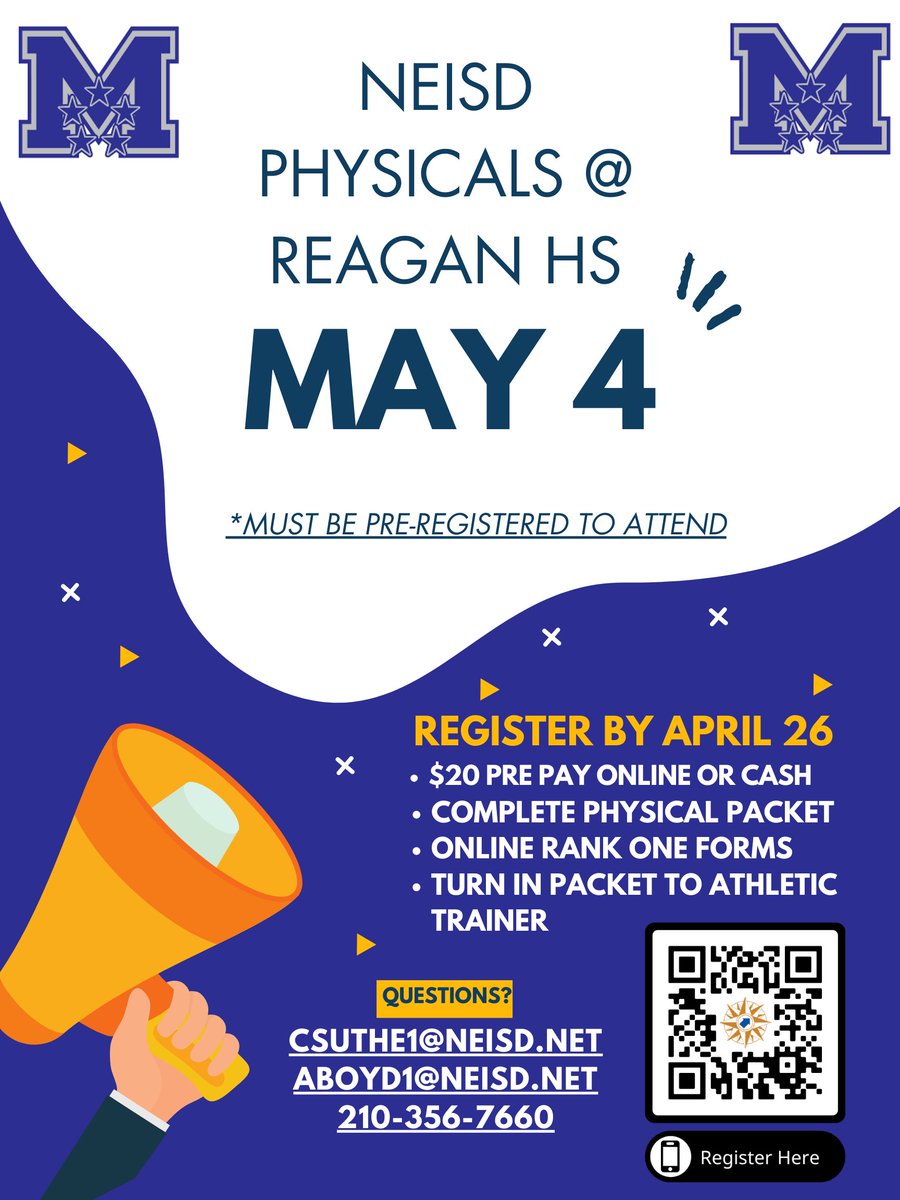 Registration link is in our bio! Physical packets are available in the athletic training room and will also be distributed during athletic periods. @MacBrahmaSports @RealBrahmaPride @GarnerYearlings @Driscoll_ath @LadyYearling @BMS_Athletics_ @PrincipalHDZ @NEISD @NeisdAthletics