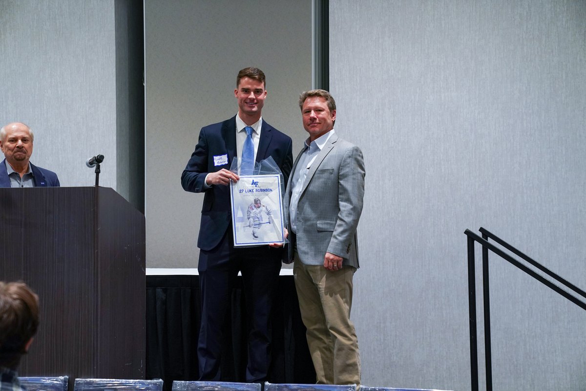 Luke Robinson was awarded with the Vic Heyliger Award, voted on by the team as the backbone of the team for his outstanding leadership, character and dedication to the Air Force Hockey program.