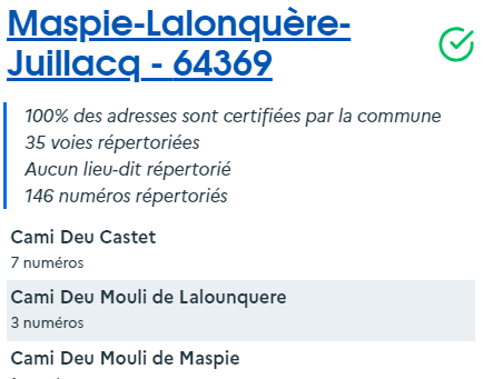 ReGasPros's tweet photo. @EspritGascon Les communes restent souveraines quant aux noms de voies qu'elles certifient.
Du "tout en gascon" si elles veulent, comme Maspie-Lalonquère-Juillacq !
https://t.co/BJlvc11wmE https://t.co/8vfKeqIujw