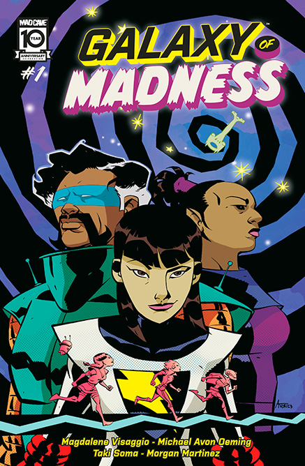 #GalaxyofMadness from @MadCaveStudios by me @MagsVisaggs @Takisoma promises to take readers on an unforgettable journey through the depths of space and the complexities of the human psyche. #comics #scifi Read more and Pre order now- madcavestudios.com/product-catego…