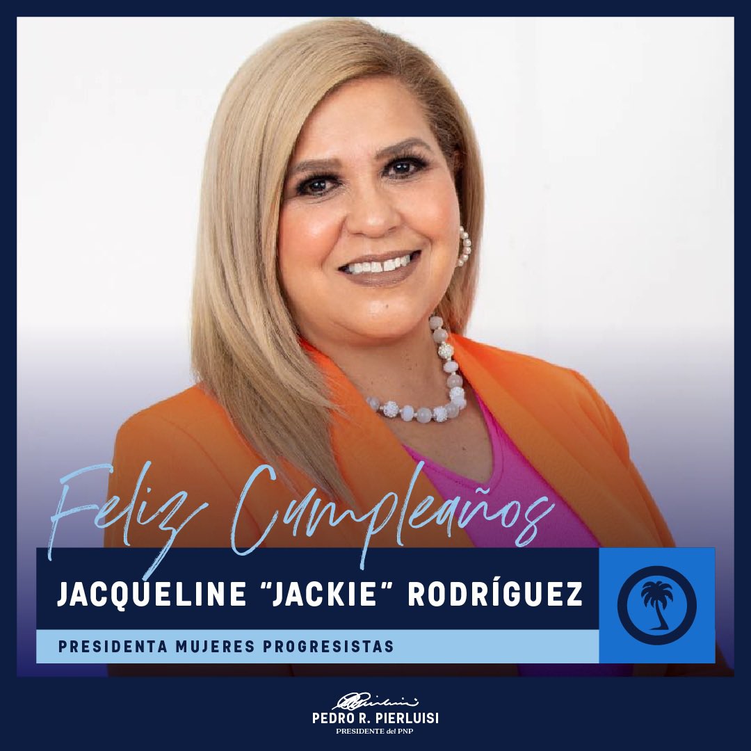 Celebramos el cumpleaños de Jacqueline 'Jackie' Rodríguez, Presidenta del Organismo de las Mujeres Progresistas de nuestro partido. Contamos con su apoyo para continuar trabajando juntos a favor de un Puerto Rico justo e igualitario para todas las mujeres. ¡Felicidades!