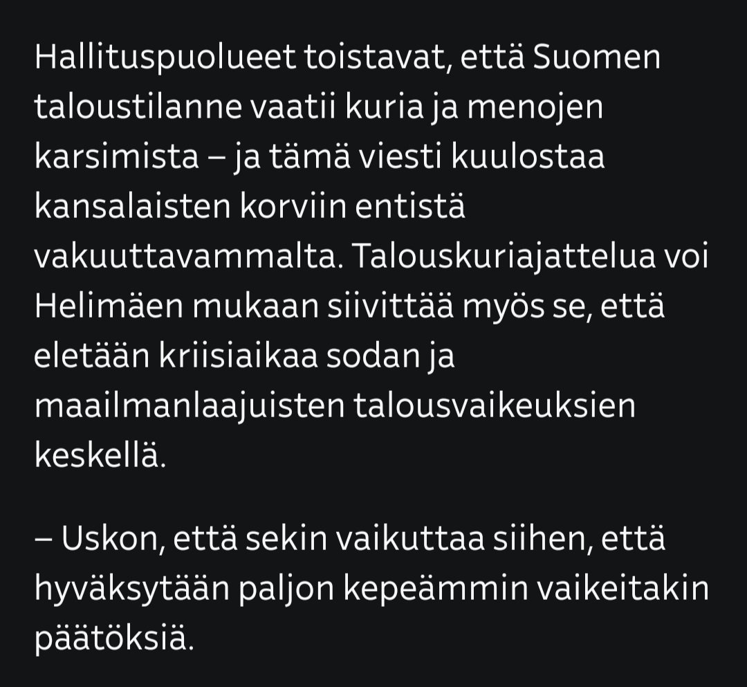 Meitä @hanna_wass kanssa haastateltiin tähän @yleuutiset juttuun, jossa pohdittiin miksi hallitus nauttii suosiota leikkauksista huolimatta. Kirjoituksessa käytetään myös @Vaalitutkimus dataa ja analyysiä. Alla pääpointtini. Koko jutun voi lukea: yle.fi/a/74-20081709