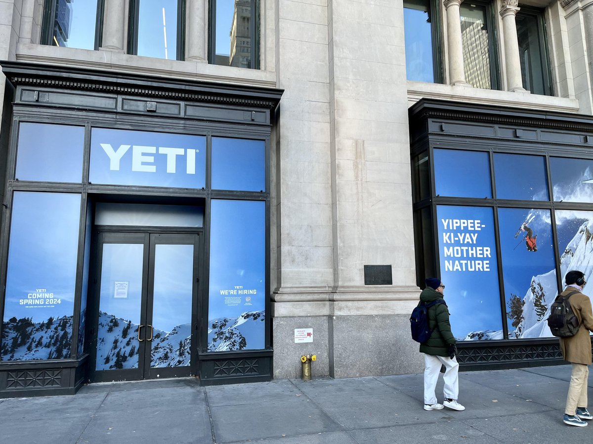 Yeti just opened a flagship store in New York City. It's a two-story, 6,000 square-foot storefront that's right across from Madison Square Park. What started in 2006 selling coolers (at 10x the price of any competitor), has become a ~$3.5 billion brand. Incredible story there