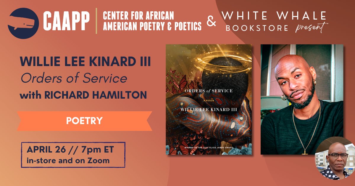 Pittsburgh! We hope you head out to hear @WillieKinardIII read from ORDERS OF SERVICE on April 26 at 7pm. Can't make it in person? Livestream registration: us02web.zoom.us/meeting/regist…