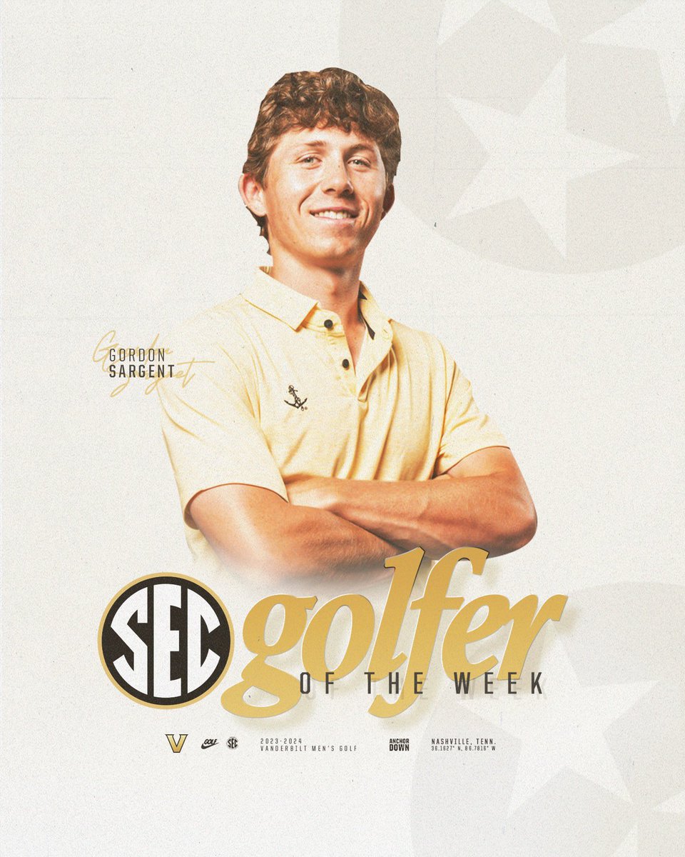 .@GordonSargent5 has been named @SEC Golfer of the Week for the first time this season He wins the honor after he claimed his second-straight 🏆 at the Mason Rudolph Championship 📰 | vucommodores.com/sargent-named-… #AnchorDown