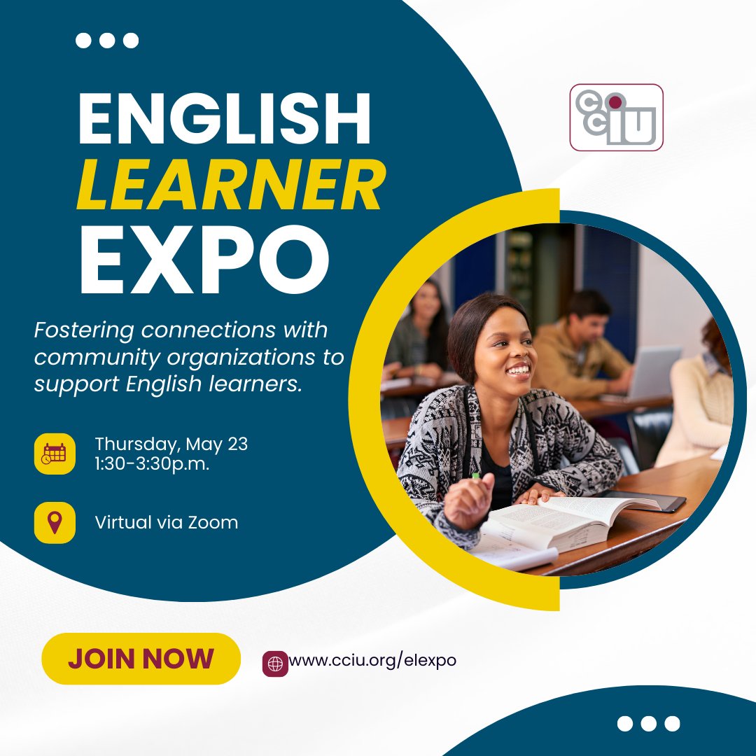 #CCIUInnovates in this virtual expo to provide participants with the opportunity to engage with local community organizations and explore the services they have to support multilingual learners. Enroll today at cciu.org/elexpo #CareerReadyPA