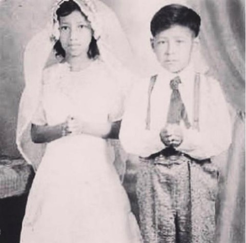 Happy National Siblings Day! Pictured are Cesar and his sister Rita at their First Communion.