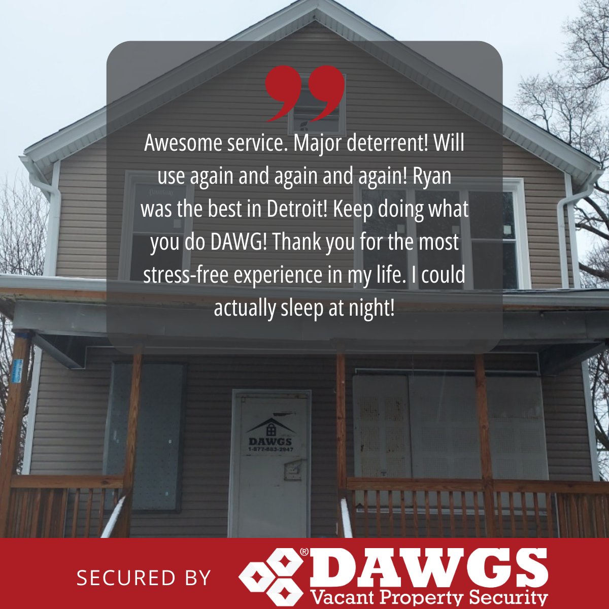 🌟 Testimonials speak volumes! Hear what our clients have to say about the peace of mind DAWGS provides.😊At DAWGS, we're committed to providing top-notch service. Trust us to keep your property secure. 💼 #HappyCustomers #VacantProperty