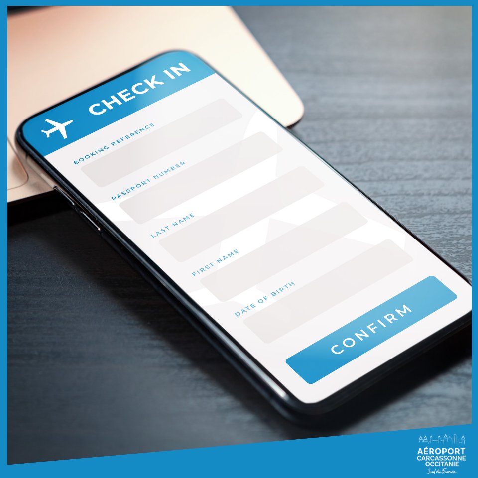 Aeroport_CCF's tweet photo. INFO PRATIQUE ​❗​
Pensez à vous enregistrer en ligne avant votre voyage ! Il vous suffit de vous rendre sur le site internet de votre compagnie aérienne 📱​

Avec Résaneo, un mail vous expliquant comment vous enregistrer vous est envoyé automatiquement 📧​

#AeroportCarcassonne https://t.co/Lhhnv9Ra84