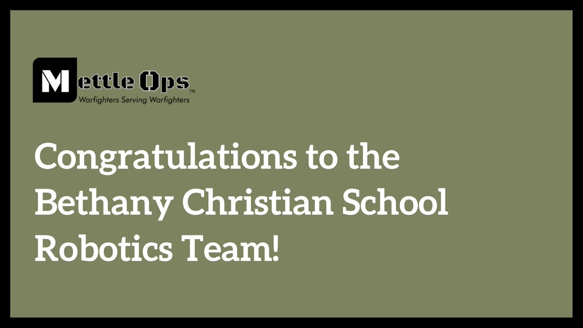 Congratulations to the Mettle Ops sponsored Bethany Christian School Robotics Team who not only competed at Lawrence Technological University’s Robofest but won an award. We are proud to support you on this journey and your accomplishments!

#Engineers #MettleOps