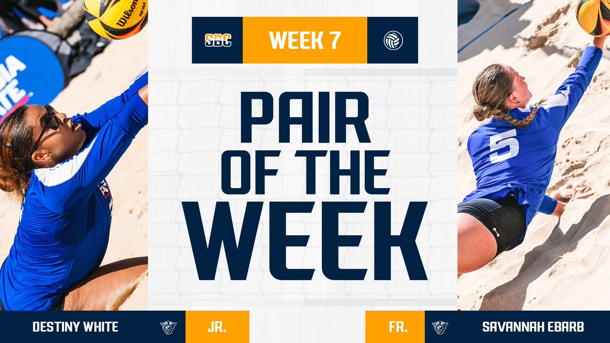 𝗗𝗢𝗨𝗕𝗟𝗘 𝗗𝗜𝗣𝗣𝗜𝗡𝗚. @GSU_BeachVB junior Destiny White and freshman Savannah Ebarb are the #SunBeltBVB Pair of the Week for the second time this season after going 4-0 at GSU's Diggin' Duals. ☀️🏖️🏐 📰 » sunbelt.me/49qAjiQ