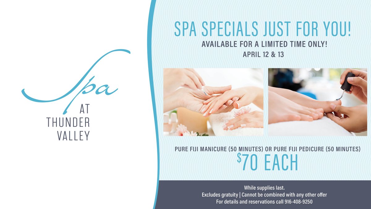 Enjoy these spa specials just for you on April 12 and 13. 😎🦋 Call Spa at 916-408-9250 now to book an appointment.