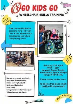 Go Kids Go is a small charity providing wheelchair skills training for young wheelchair users April 13th 10 am - #Newport 14th 10 am - Haverfordwest, #Pembrokeshire to book your free place email roy@go-kids-go.org.uk 28th 10 am - Holywell email training@go-kids-go.org.uk