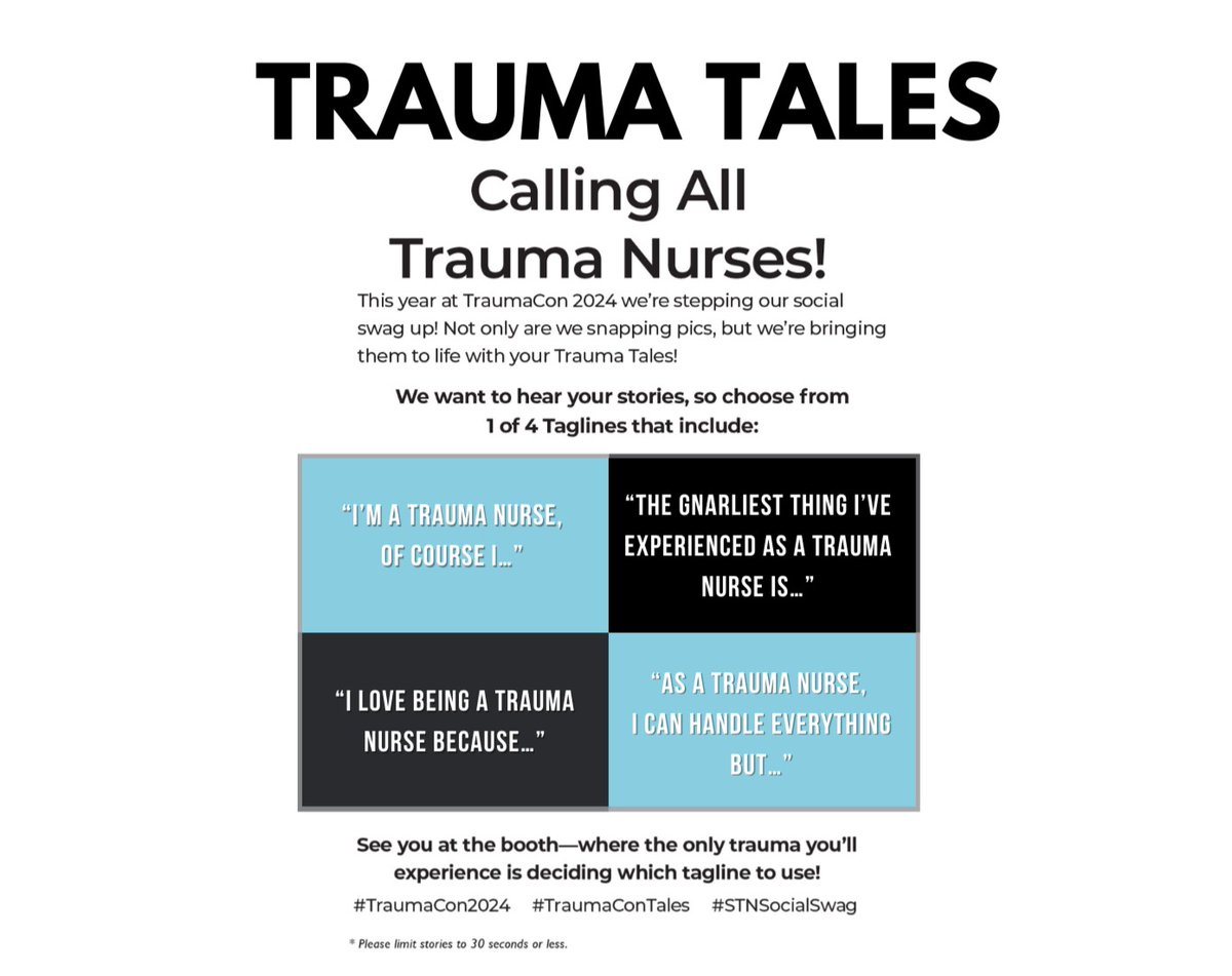 Visit the Social Media Booth to share your personal Trauma Tale in 30 seconds or less. We want to hear your raw, uncensored stories of triumph....or defeat. Our stories are what connect us, so bring your personality and we'll provide the rest! Today from 5:00 PM - 7:00 PM