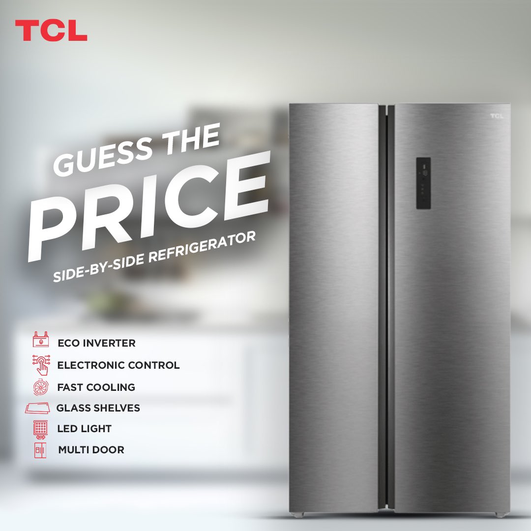 Can you guess the price of our side by side refrigerator?

#TCL
#InspireGreatness