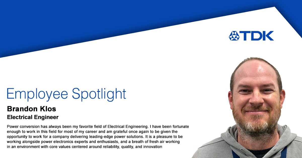 🌟✨ Meet the amazing team behind TDK-Lambda! 🌟✨We have a group of dedicated individuals who are passionate about providing top-notch #powersolutions. In today's #employeespotlight we would like to take a moment to introduce Brandon Klos, one of our amazing Electrical Engineers