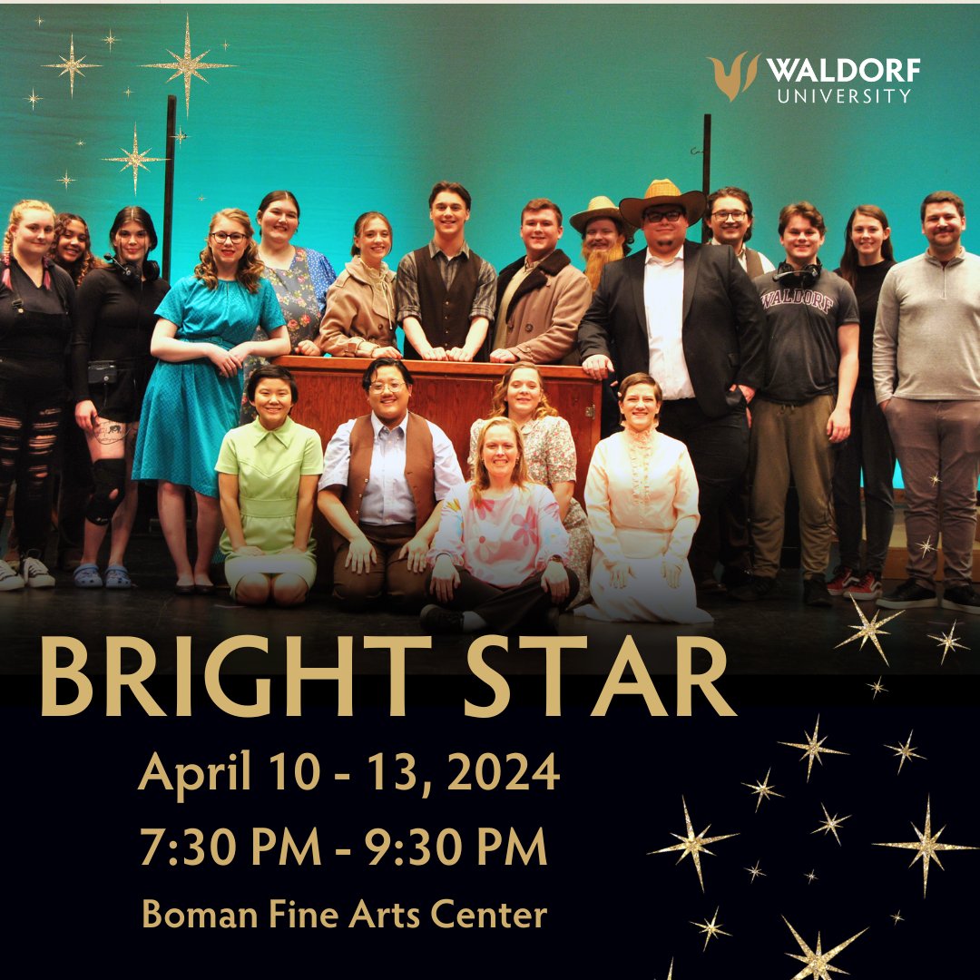 Tonight's the night! Bright Star takes the stage at 7:30 pm at the Boman Fine Arts Center. With tickets at just $5 for students and $15 for everyone else, it's the perfect chance to experience the magic! Don't miss out – catch a show on Thursday, Friday, or Saturday! 🌟