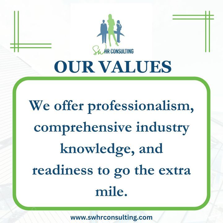 SW HR Consulting: Where professionalism meets comprehensive industry knowledge, and we're always ready to go the extra mile for you. 💼✨ #SWHRConsulting #Professionalism #IndustryExperts #GoTheExtra...
