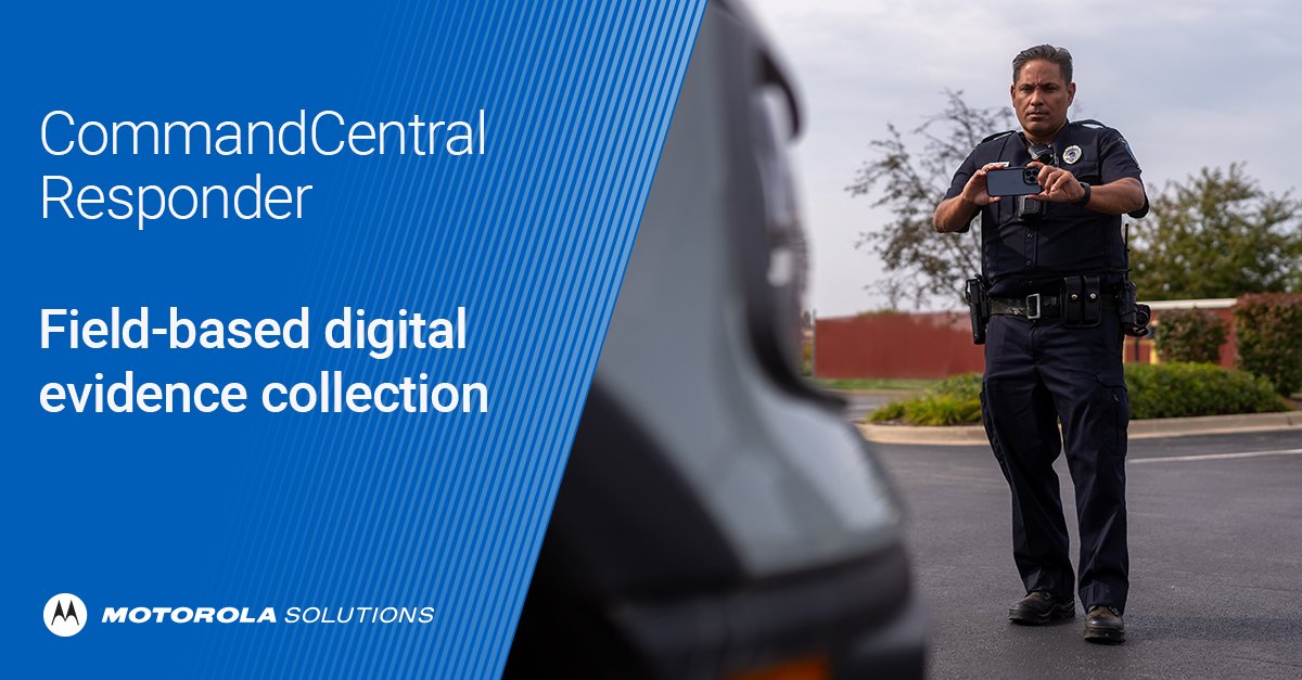 📲@MotoSolutions’ mobile app, #CommandCentralResponder enables field officers to collect evidence with their 📲 or tablet & sync directly to our CommandCentral Evidence 🖥️solution. Learn more: bit.ly/43T3rhA #LawEnforcement #Police Investigations