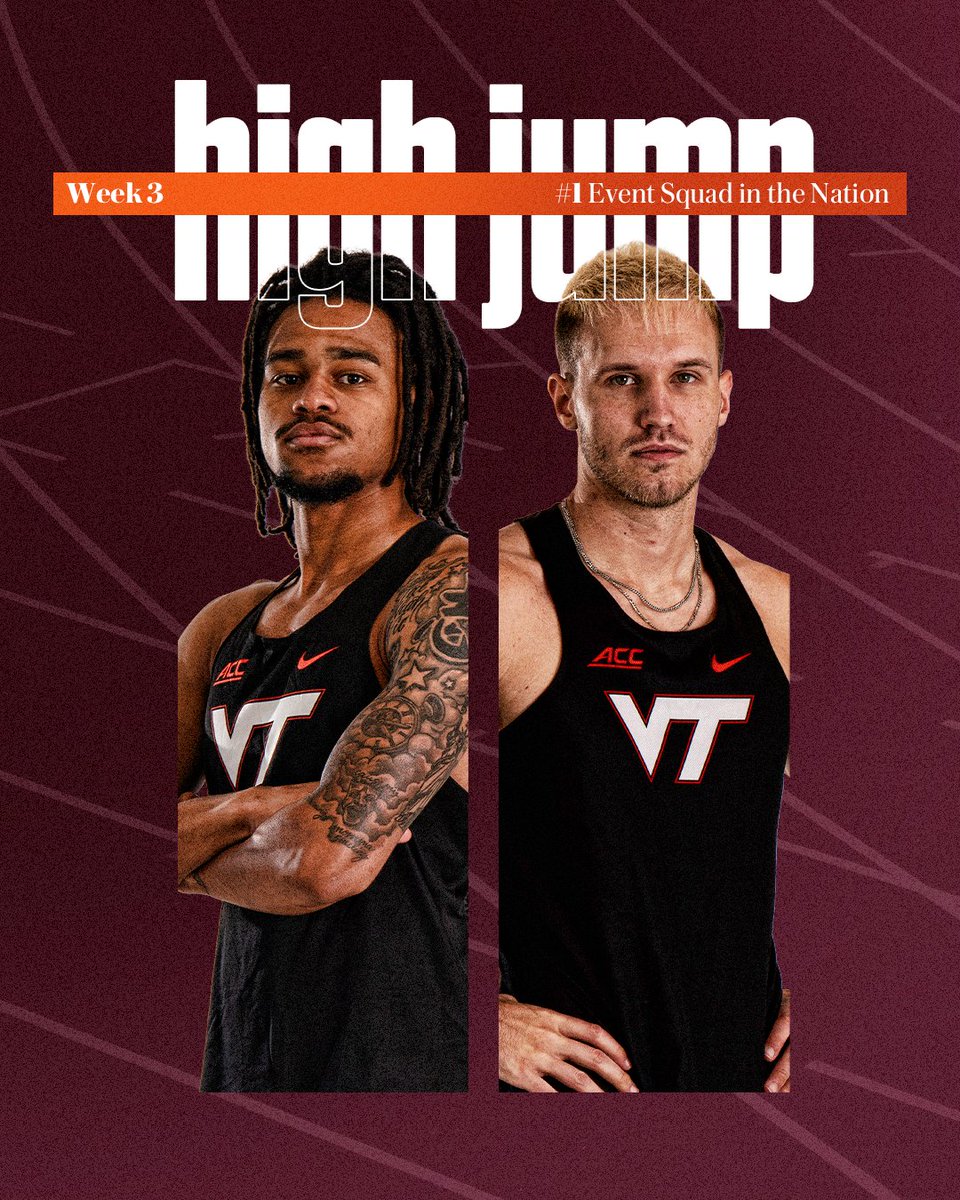 HokiesTFXC's tweet photo. Ranked 1st in Men's High Jump and Pole Vault! 🔥

#Hokies 👟 #EventSquad https://t.co/nwMIqPR9L1
