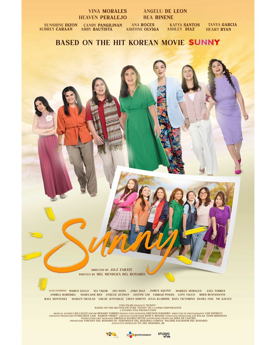 'BEST FEELING PAG KUMPLETO ANG BARKADA' LOOK: Brand-new poster for comedy drama film #Sunny, the Philippine adaptation of the hit South Korean film of the same title. It was previously remade by Vietnam, Japan, and Indonesia. Now showing in PH theaters from @VIVA_Films.