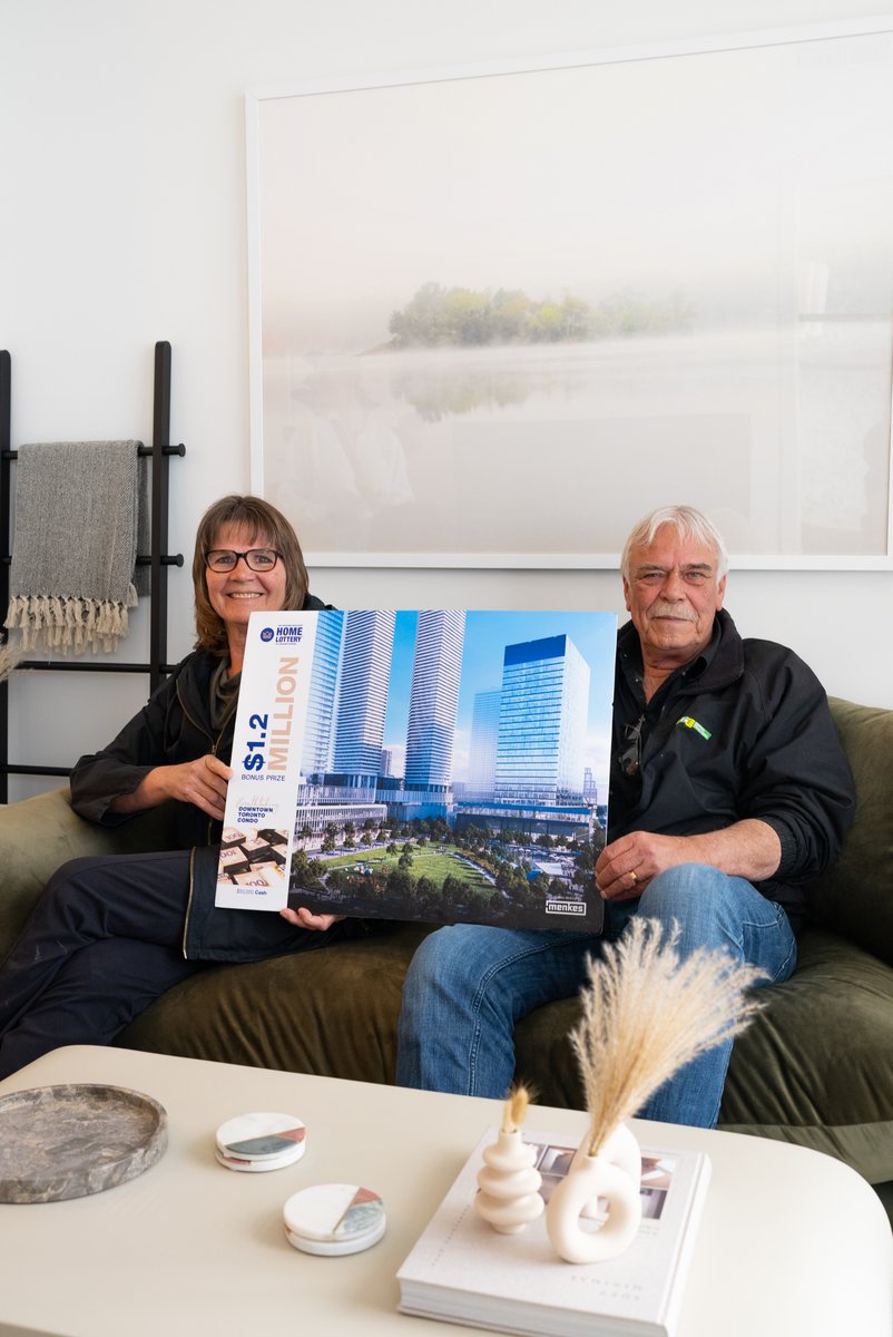 We had the joy of welcoming Ann Marie Svendsen and her husband, Ken, to their prize! They won the $1.2 Million Bonus Prize, which includes the Downtown Toronto Condo and $50,000 cash. Do YOU want to experience that winning moment? Head to our website and get your tickets!