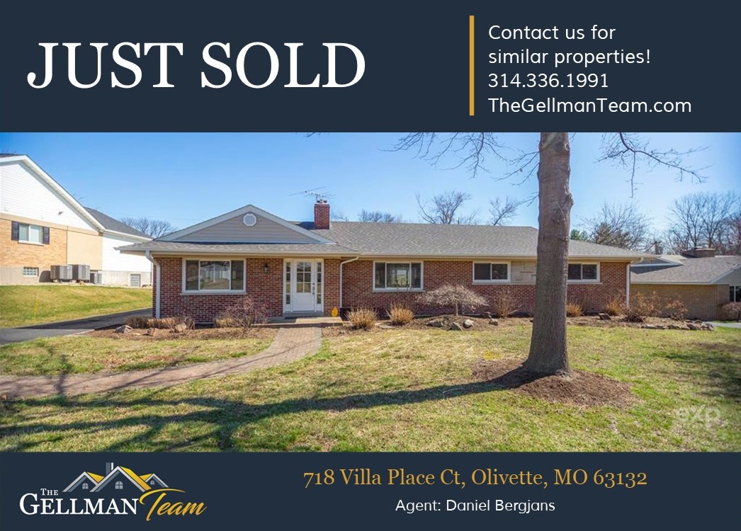 Another SOLD by The Gellman Team - 718 Villa Place Ct, Olivette, MO 63132 #thegellmanteam #soldquick #Olivette #wesellhomes #justsold #realestate #stl #stlrealty #stlouisrealestate #missourirealestate