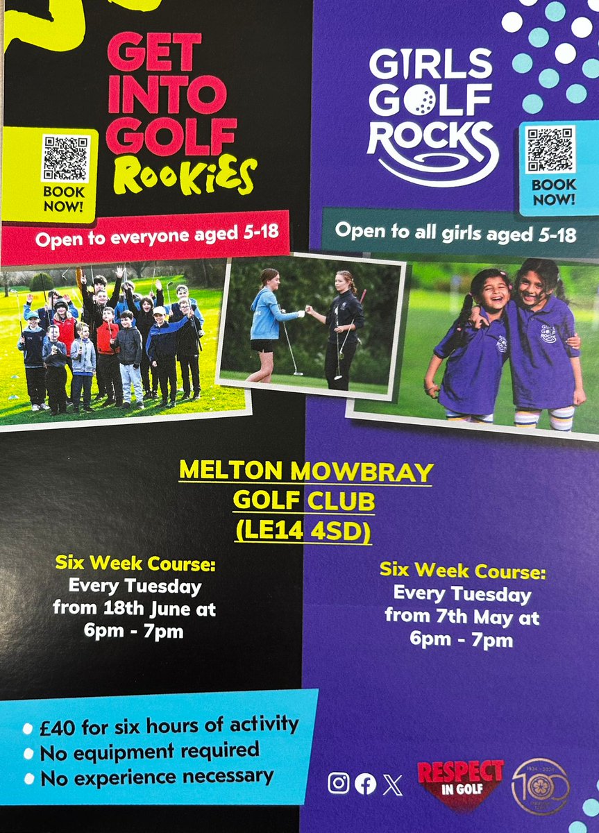 Coming soon to @MMGolfClub Pro Girls Golf Rocks & Get Into Golf Rookies. 🏌️‍♀️Girls Golf Rocks starts Tues 7th May at 1800-1900 (6 weeks) 🏌️‍♀️Get Into Golf Rookies starts Tues 18th June at 1800-1900 (6 weeks) Book here ⬇️ rocksandrookies.played.co/programmes/all #Girlsgolfrocks #getintogolfrookies