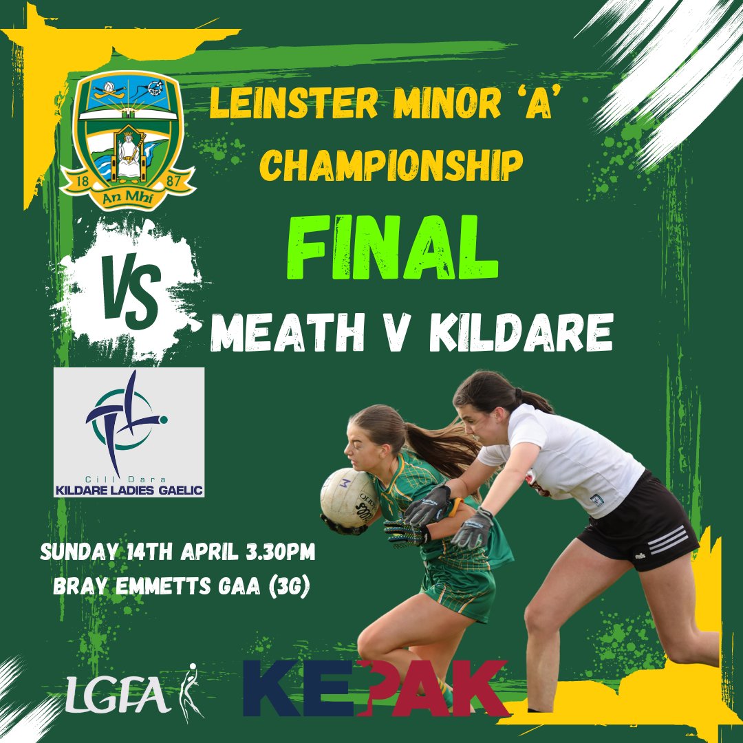 The @LeinsterLGFA Minor 'A' Final is set for this Sunday 14th April v @KildareLGFA1 in Bray Emmetts GAA at 3.30pm Tickets are on sale on this link universe.com/events/leinste… #SeriousSupport