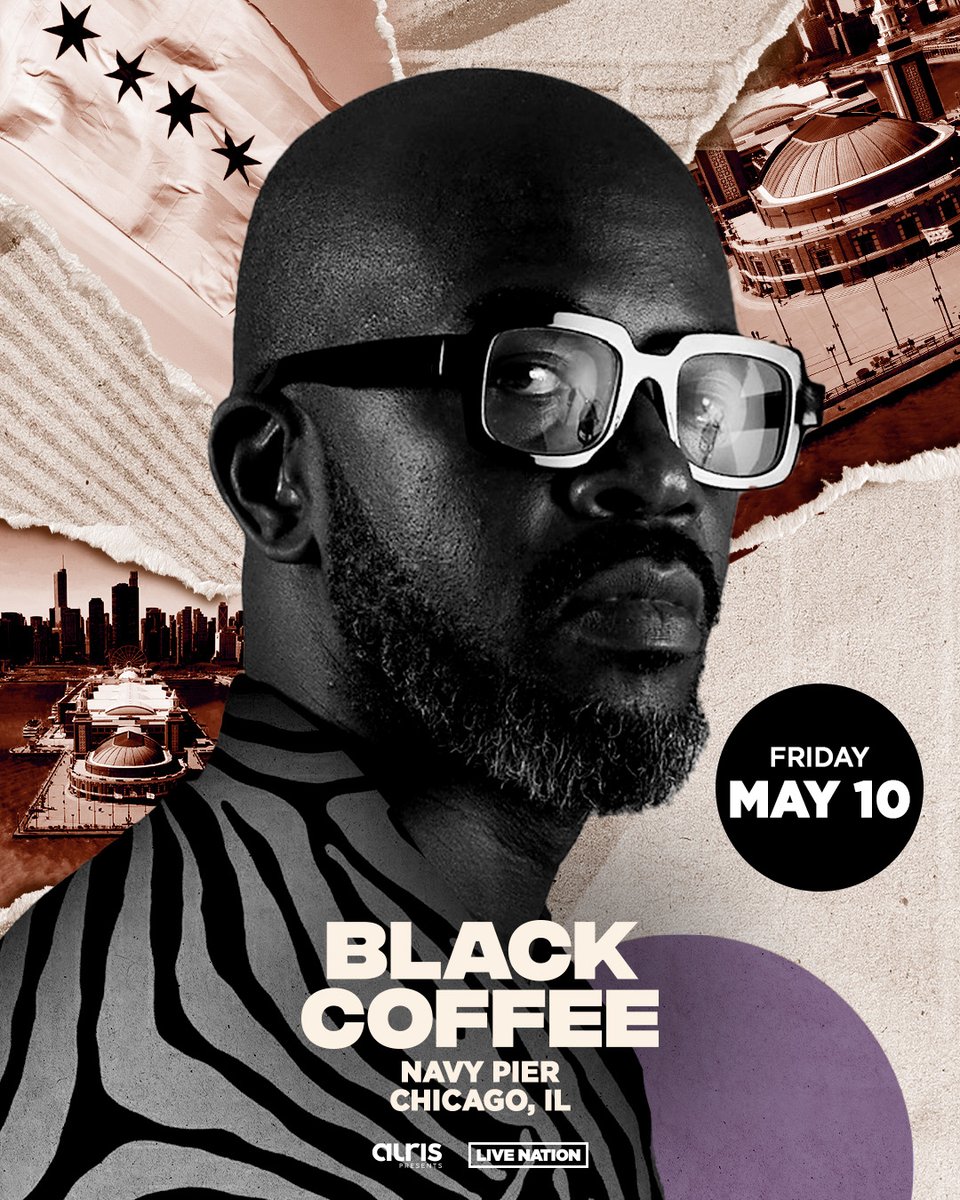 ONE MONTH AWAY 🎡 @RealBlackCoffee headlines the first ever @NavyPier Open Air on May 10th! Summer's on the mind as we kick it off proper with a global icon at one of Chicago's historic locations... Tickets → hive.co/l/blackcoffeet…