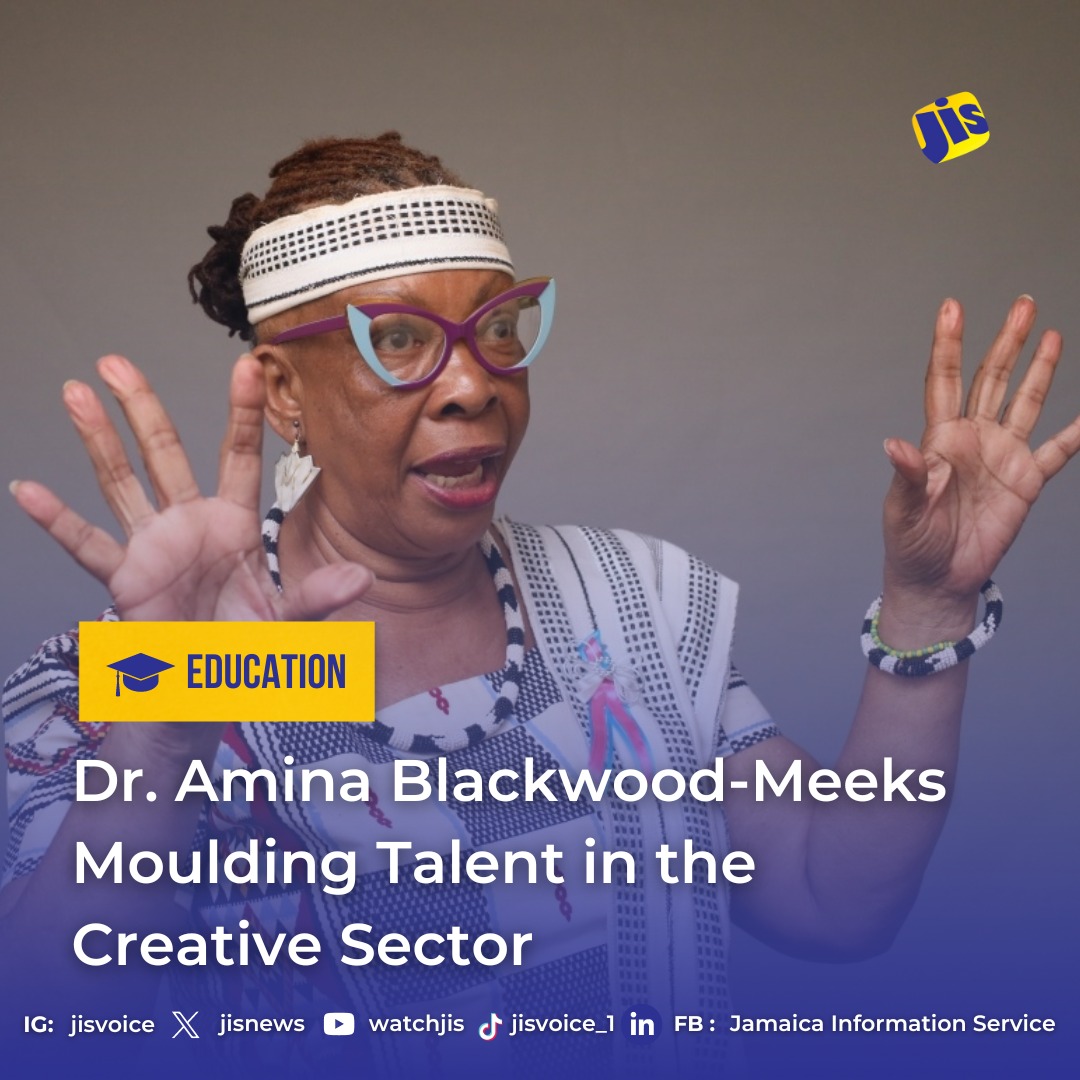 Orator for the Edna Manley College of the Visual and Performing Arts and veteran storyteller, writer, and actress, Dr. Amina Blackwood Meeks, OD, continues to play an active role in training the next generation of Caribbean creatives.

With years-long ties to the Edna Manley