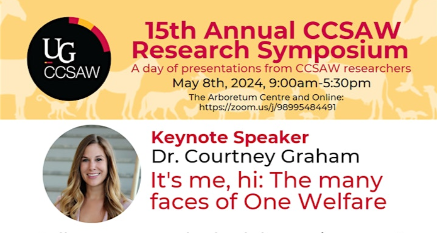 On May 8, U of Guelph's Campbell Centre for the Study of Animal Welfare hosts their annual Research Symposium where students & faculty present their research findings. The Symposium will be held at the OAC Centennial Arboretum Centre and online via Zoom: tinyurl.com/3chdtr6a