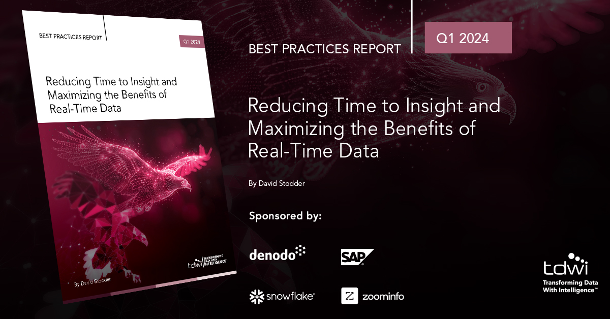 How confident are you that your users can gain faster insights today? Will you be able to meet tomorrow’s challenges? See how you compare to others in this new #TDWI Best Practices Report. #data #realtime #TDWIResearch | bit.ly/3IA1eOi