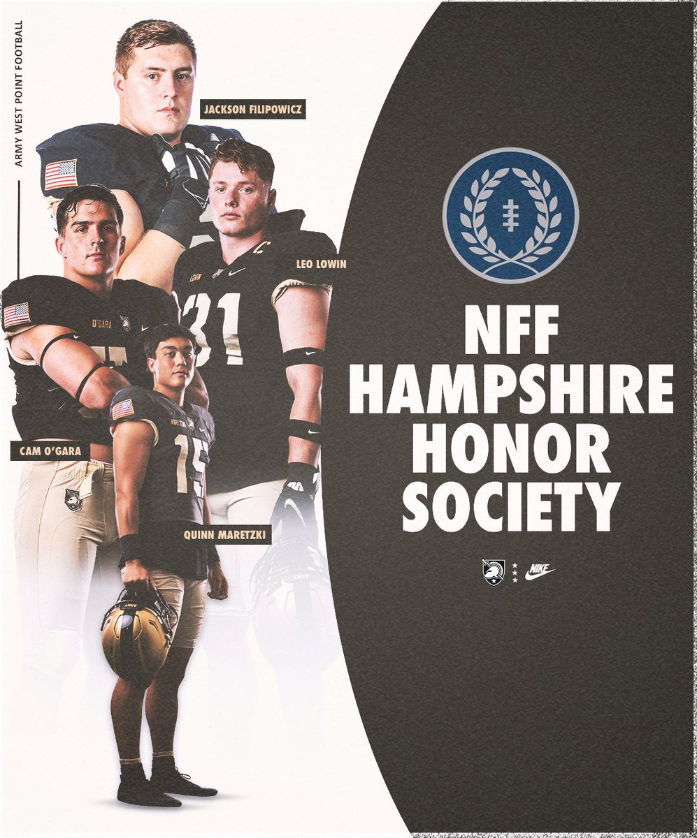 .@NFFNetwork honors for Filipowicz, Lowin, Maretzki and O'Gara, for their work in the classroom👏👏👏 → goarmywestpoint.com/news/2024/4/10… #GoArmy