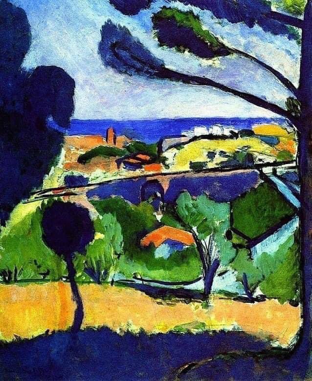 Henri Matisse - View of Collioure and the Sea, 1911 #art #painting #VentagliDiParole 🏳️‍🌈🏳️‍🌈#NoWar