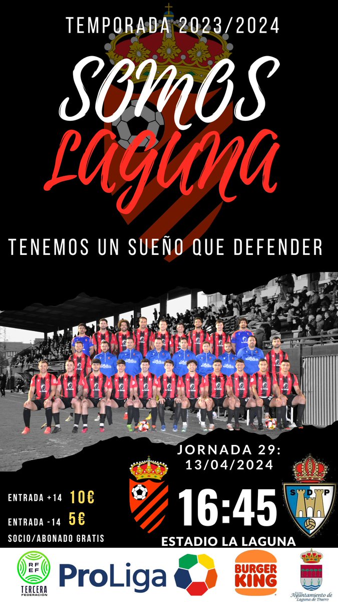 JORNADA 2️⃣9️⃣. TERCERA RFEF Tenemos un sueño de defender y por eso queremos a nuestro jugador 12 AFICIÓN 🔴⚫ 📅 SÁBADO 13 ⌚ 16:45H 🆚 @SDP_1922 🏟️ Estadio La Laguna #somoslaguna #sentimientolagunero