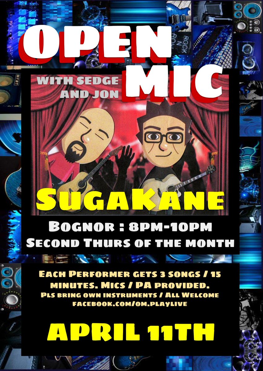 #OpenMic #OpenMicNight at SUGAKANE #bognorregis #sussex THURS APRIL 11TH 8PM #acoustic #guitar #singer #songwriter #poetry