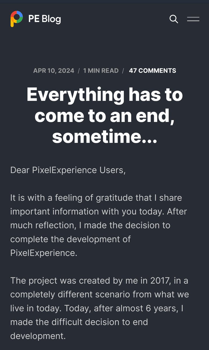 friendsamin's tweet image. RIP #PixelExperience blog.pixelexperience.org/2024/04/everyt…