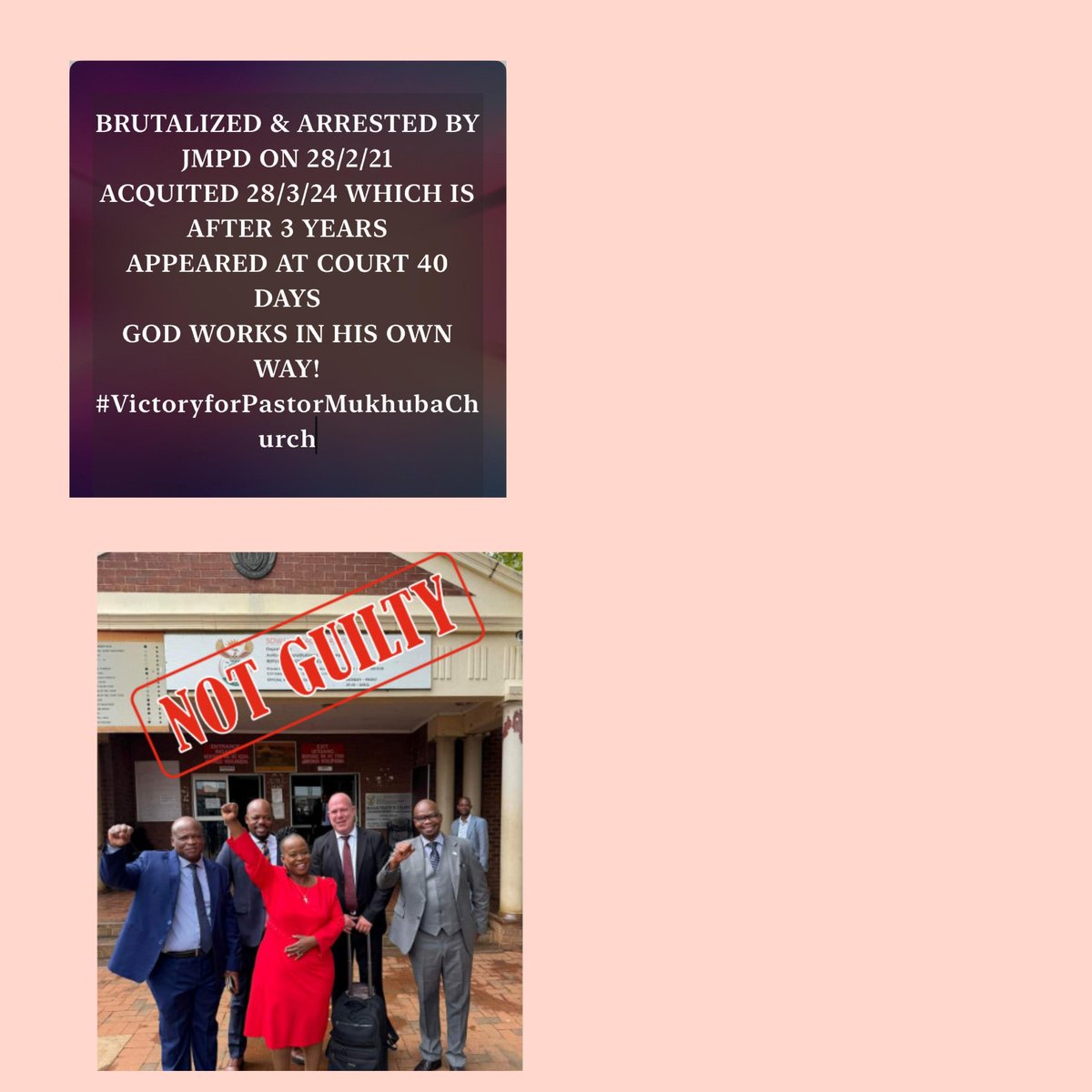 DiseboMdletshe's tweet photo. #VictoryforPastorMukhubaChurch justice for @PastorMukhuba and the church this is breaking News! @Newzroom405 @Powerfm987 @METROFMSA @KayaON959 @jozifm @RADIOTHOBELAFM @Radio702 @ecr9495 @eNCA @ https://t.co/Lj1wOGMR9I