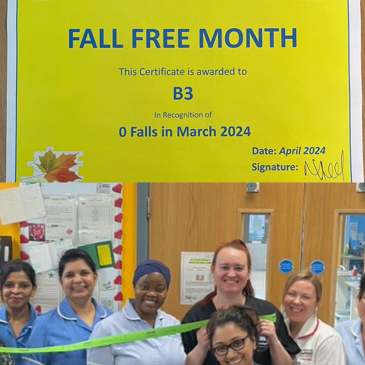Time to celebrate 0 falls in March @StockportNHS well done B3, @helshow1 @NicolaFirth6 @AoifeIsherwood @StockportPtExp @lee_woolfe @MarisaLoganWar1 @falls_network @nhsdavies @Pollybegum3 @iainArogers @ChrisOL05142560 @SueACarroll 🍁🍁🍁🍁