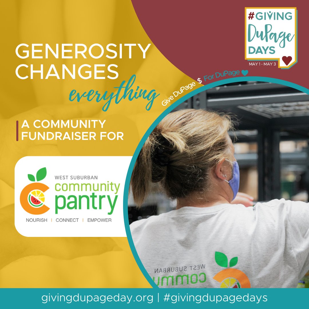 Excited to have West Suburban Community Pantry participating in #GivingDuPageDays, May 1-3! WSCP offers food and resources to empower people by serving health meals providing a total of 2.8 million lbs of food meals nourishing 11,497 people last year. bit.ly/4aHzP9e