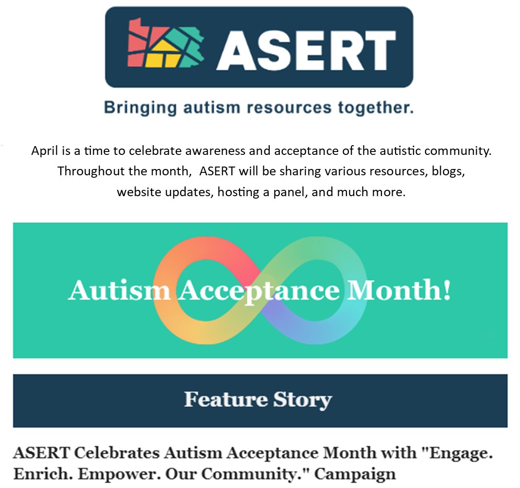 In honor of Autism Acceptance Month ASERT will be sharing various resources. Learn more paautism.org #ASD #ActuallyAutistic #autismacceptance #autismawarenessmonth #intellectualdisabilities #specialneeds #directsupportprofessional #disabilityadvocate #neurodiversity