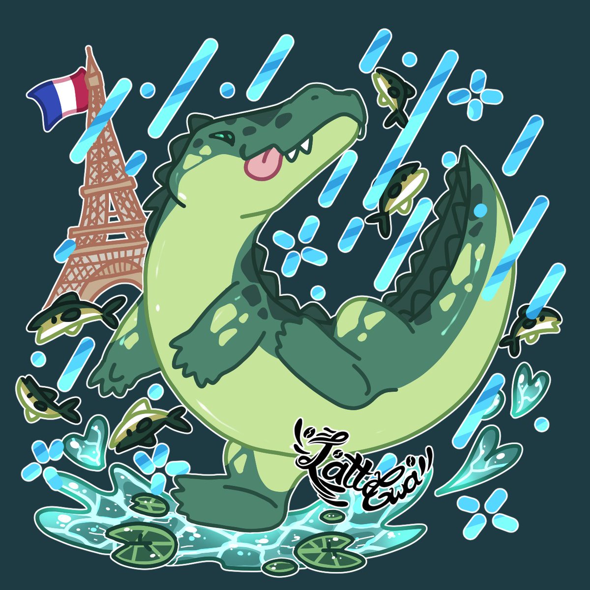 latechwa's tweet photo. Qui a dit que les crocodiles parisiens n'étaient qu'une légende ?! J'en ai pourtant vu un qui dansait sous la Tour Eiffel🐲🤨
#crocodile #crocodil #paris #france #digitalart #chibi #doodle #ocean #fish #sealife #cute #kawaii #merch #fauna #animal https://t.co/B7GQ66Th1u
