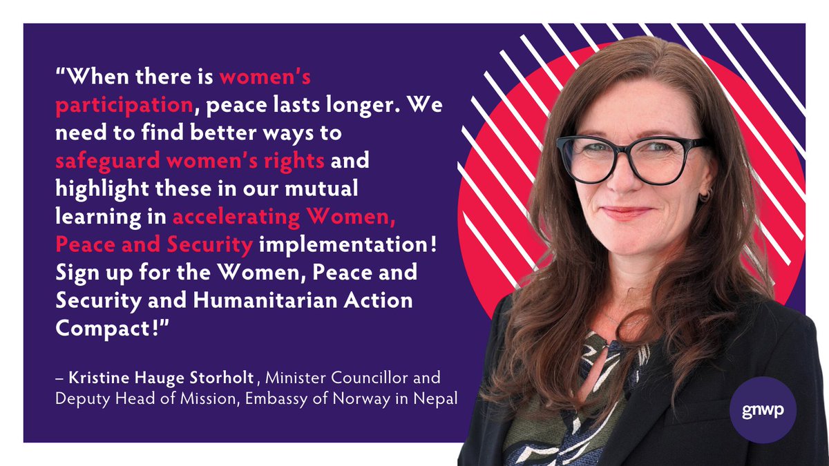 GNWP🟣 and @Saathi_Nepal, with support from @unwomennepal and the Embassy of Norway in Nepal🇳🇵, organized a @WPSHACompact discussion🗣️. Norway🇳🇴 is the WPS-HA Compact Board Co-Chair🤝. Here's an excerpt from @KStorholt's powerful message⤵️