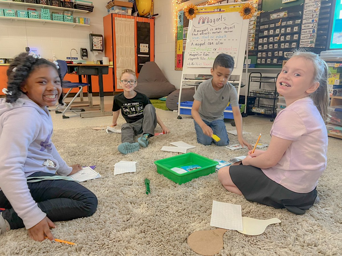 Mrs_S_Johnson24's tweet photo. Tons of learning happening in 2nd grade today! Students moved through centers to explore and expand their knowledge about magnets! @BirdneckES1 #VBCPS https://t.co/fooXt6PSsd