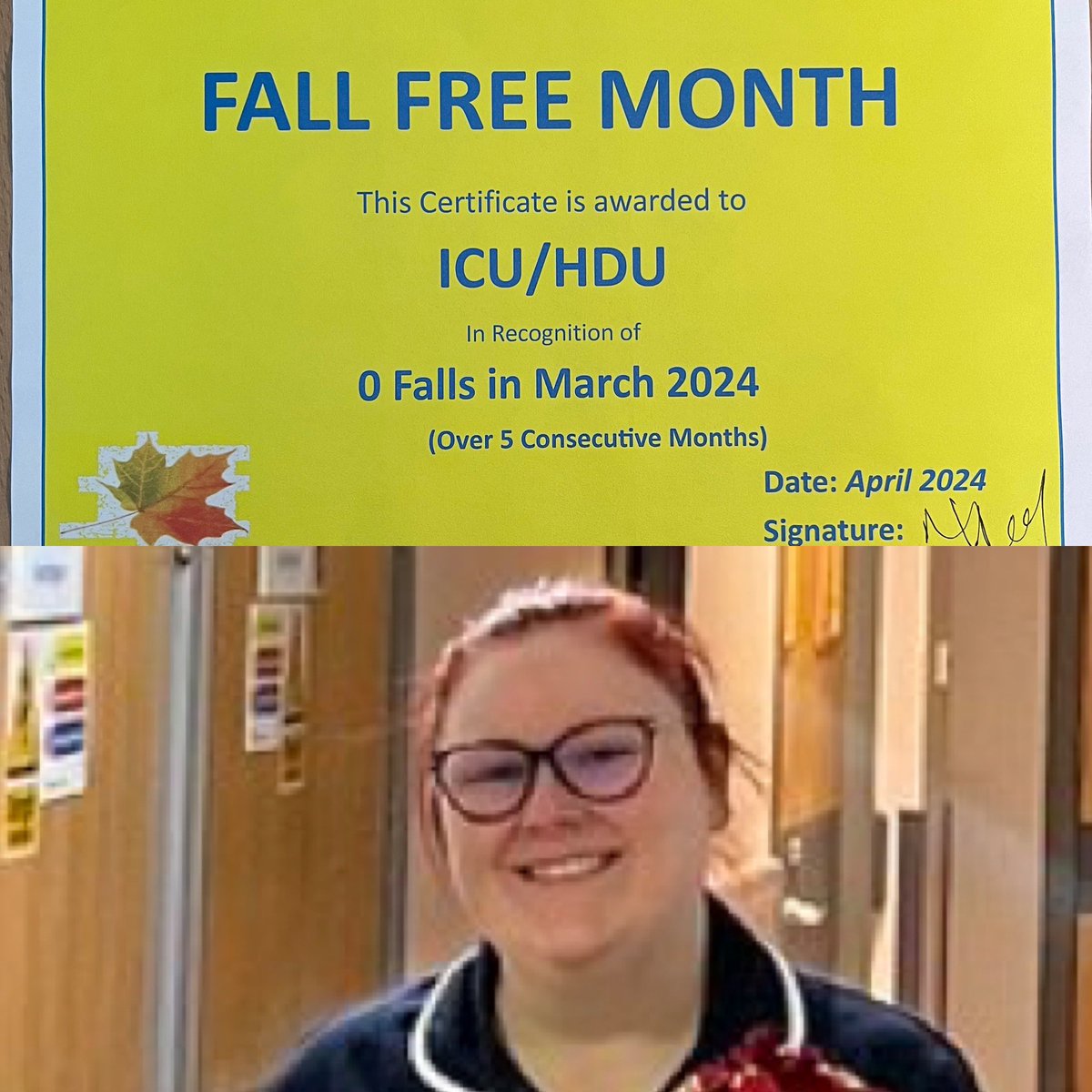 Time to celebrate 0 falls in March @StockportNHS well done ICU/HDU (5 consecutive months) @helshow1 @NicolaFirth6 @AoifeIsherwood @StockportPtExp @lee_woolfe @MarisaLoganWar1 @falls_network @nhsdavies @Pollybegum3 @iainArogers @ChrisOL05142560 @SueACarroll 🍁🍁🍁🍁