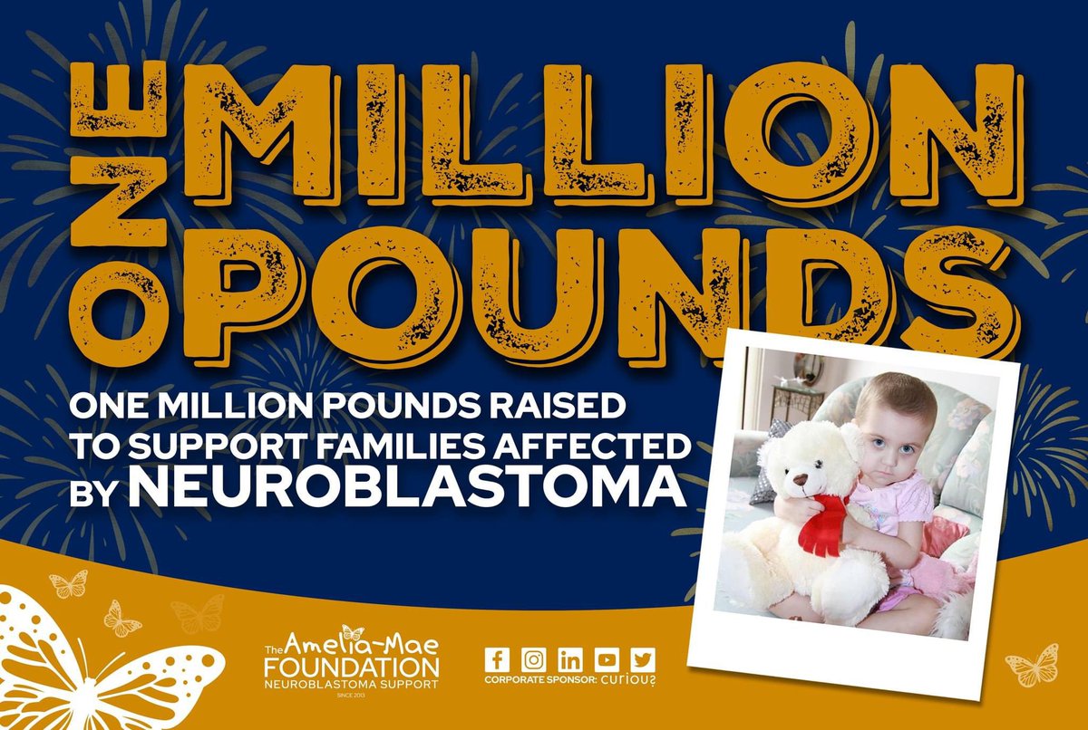 🎉🎗️ BREAKING NEWS! The Amelia-Mae Foundation Hits Monumental Milestone: £1 Million Raised to support families affected by Neuroblastoma! 🎉🎗️ Thank you from Angie, Stu and the whole AMF Team. #neuroblastoma #neuroblastomaawareness #neuroblastomasupport #childhoodcancer