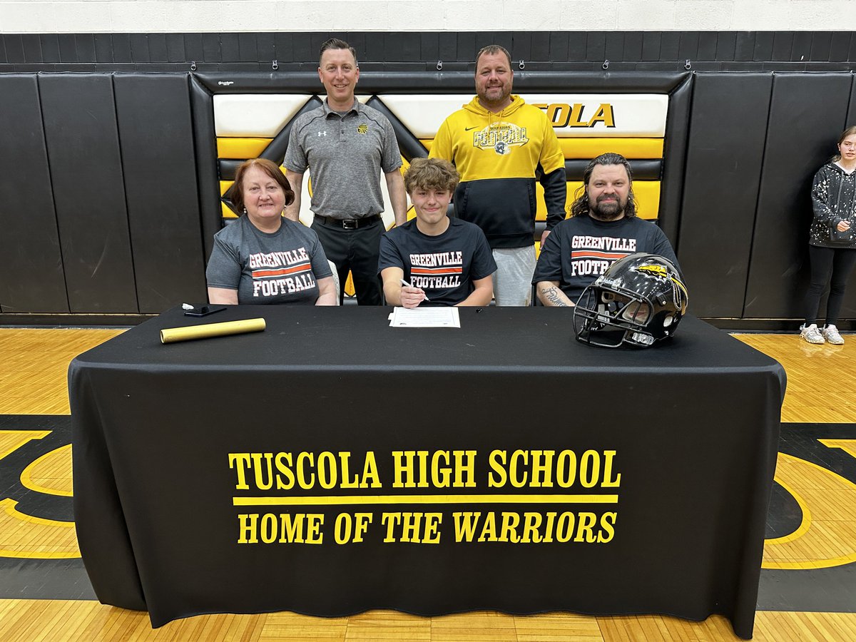 TuscolaAD's tweet photo. Congrats to Tavi Neamtu for his commitment to compete at Greenville University next year. He’s seen here surrounded by family, coaches, and teammates. https://t.co/uRzZr6K3fE